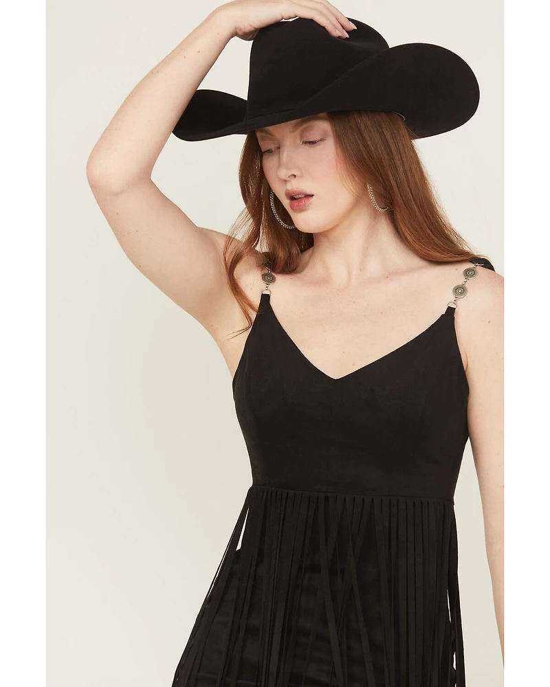 Idyllwind Women's Ramsey Concho Trim Faux Suede Mini Dress