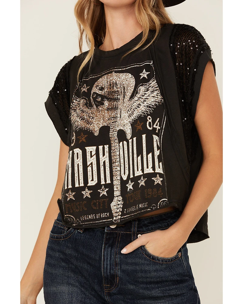 Originality Women's Nashville Lace Short Sleeve Graphic Tee