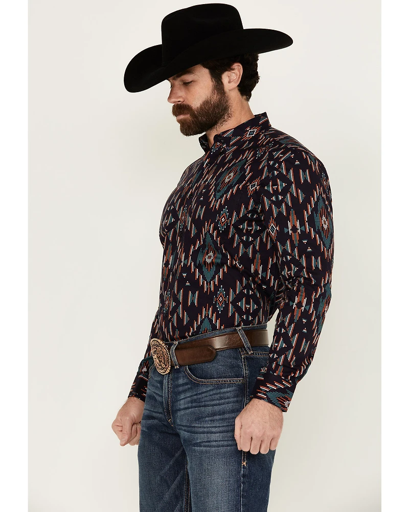 RANK 45® Men's Hilsborrow Southwester Print Long Sleeve Button-Down Stretch Western Shirt