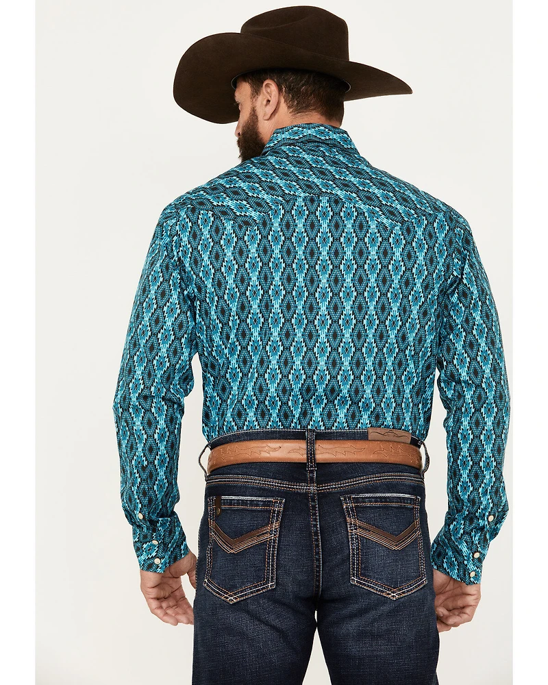 Rock & Roll Denim Men's Southwestern Print Vintage Stretch Western Shirt