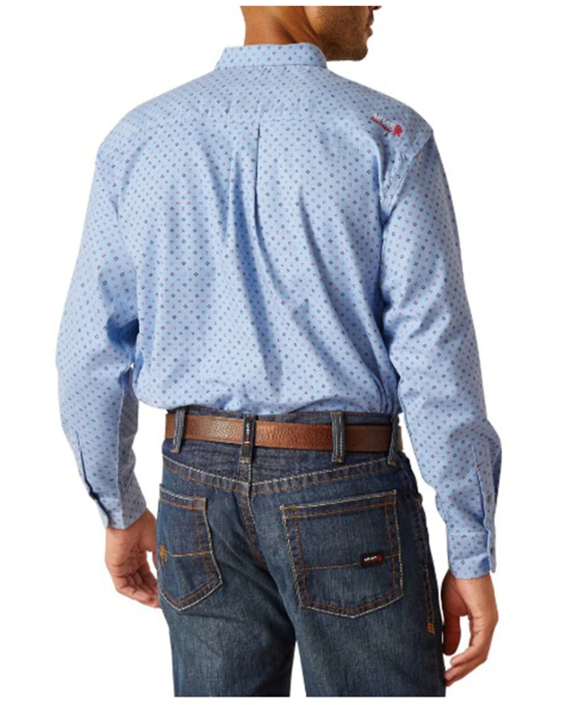 Ariat Men's FR Gunner Logo Geo Print Long Sleeve Button-Down Work Shirt