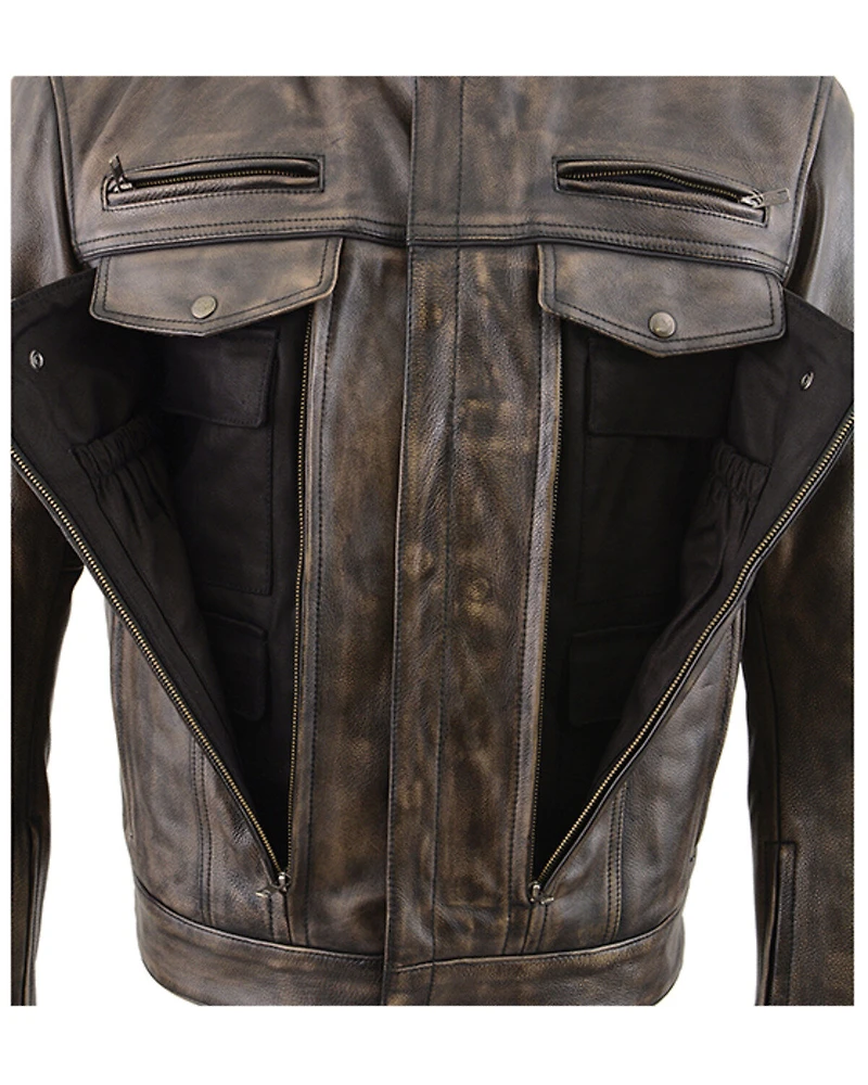 Milwaukee Leather Men's Distressed Concealed Carry Motorcycle Jacket