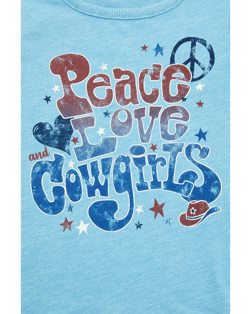 Shyanne Toddler Girls' Peace Love Cowgirls Flutter Sleeve Graphic Tee