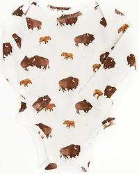 Angel Dear Infant Boys' Bison Print Long Sleeve Snap Onesie
