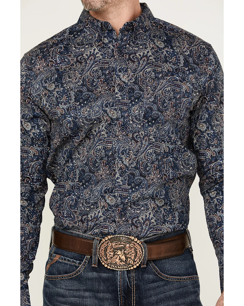 Cody James Men's Neverland Paisley Print Long Sleeve Button-Down Stretch Western Shirt