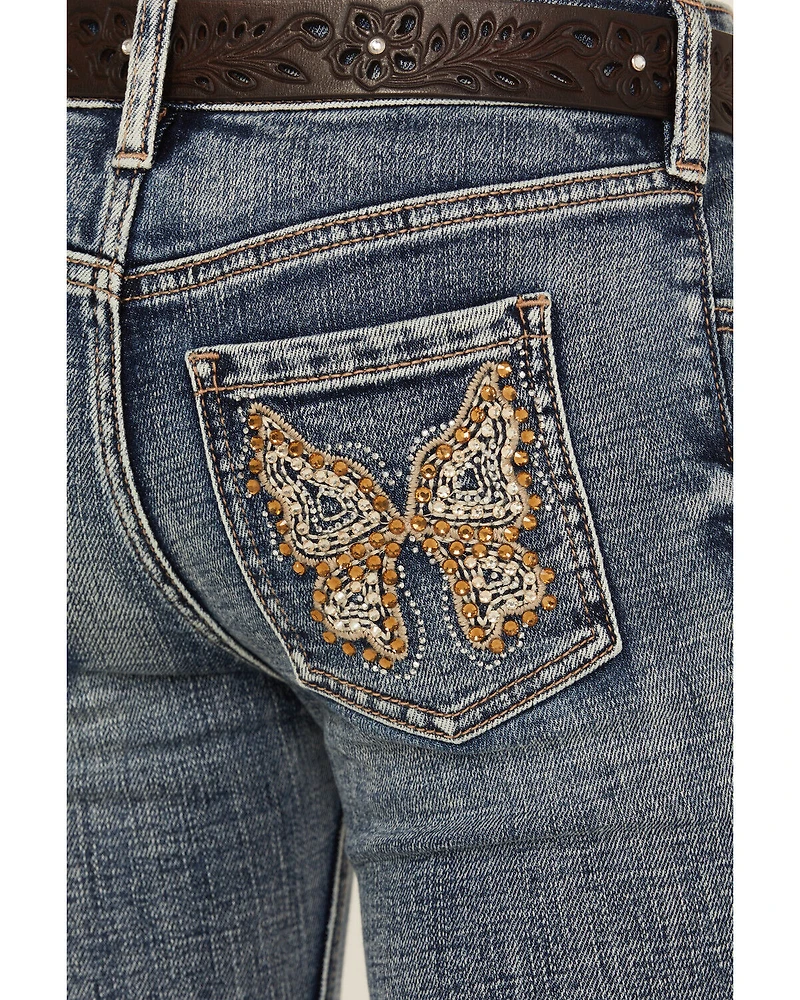 Shyanne Girls' Dawn Studded Pocket Bootcut Stretch Denim Jeans