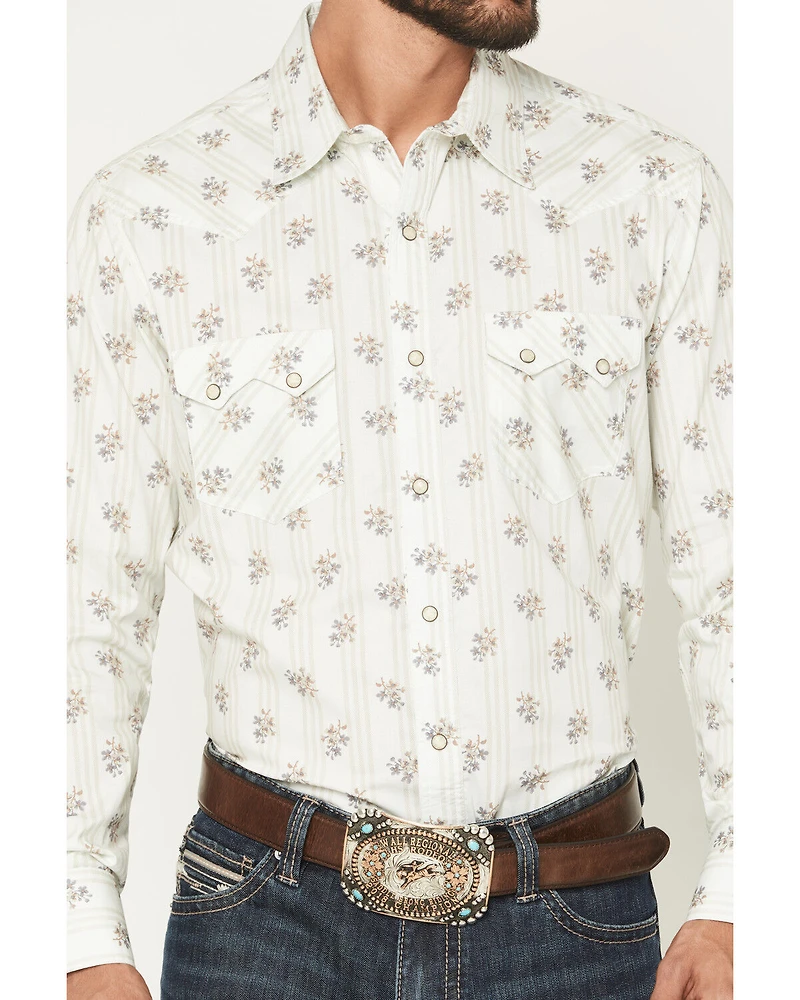 Rock & Roll Denim Men's Floral Print Long Sleeve Snap Stretch Western Shirt