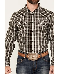Gibson Trading Co Men's Dark Knight Plaid Print Long Sleeve Snap Stretch Western Shirt