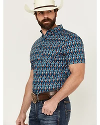 RANK 45® Men's Weststamp Southwestern Geo Print Short Sleeve Button-Down Stretch Western Shirt