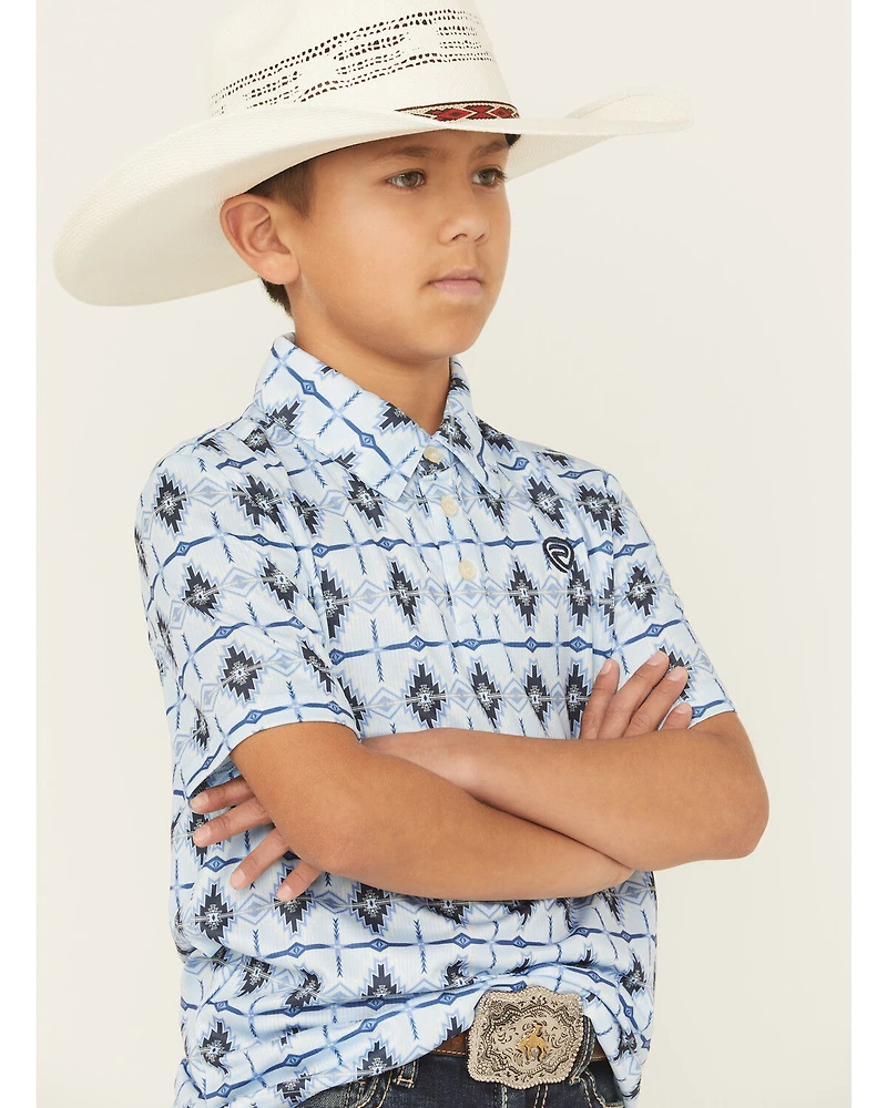 Rock & Roll Denim Boys' Southwestern Striped Short Sleeve Snap Western Shirt