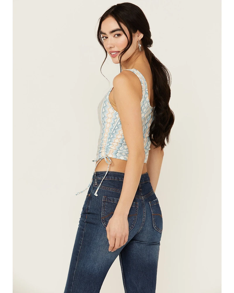 Rock & Roll Denim Women's Chevron Striped Sleeveless Cropped Tank Top