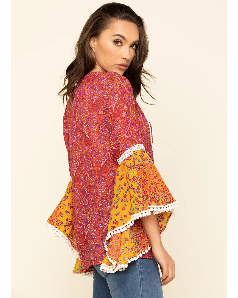Red Label by Panhandle Women's Print Bell Sleeve Top
