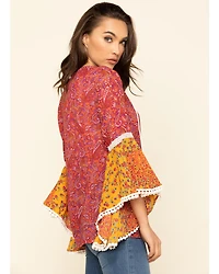 Red Label by Panhandle Women's Print Bell Sleeve Top