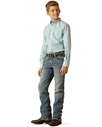 Ariat Boys' Team Logo Geo Print Long Sleeve Button-Down Western Shirt