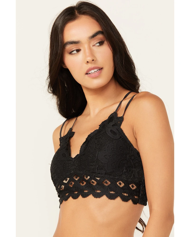 Wishlist Women's Strappy Lace Applique Scallop Bralette