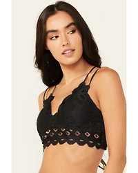 Wishlist Women's Strappy Lace Applique Scallop Bralette