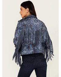 Idyllwind Women's Banbury Printed Faux Suede Moto Jacket