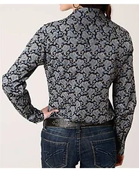 Roper Women's Paisley Print Long Sleeve Pearl Snap Western Shirt