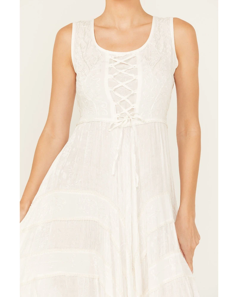 Scully Women's Lace-Up Jacquard Midi Dress