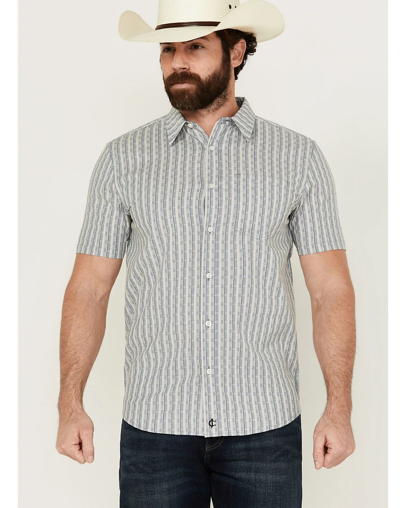 Cody James Men's Falling Diamond Striped Short Sleeve Button-Down Stretch Western Shirt - Tall