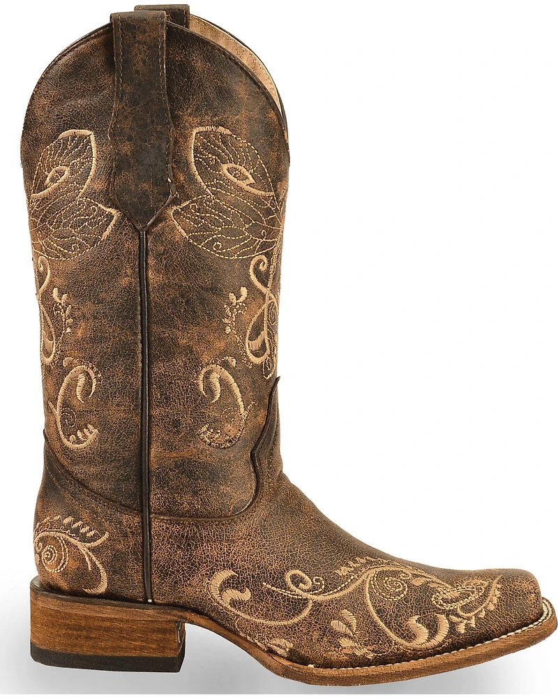 Circle G Women's Dragonfly Embroidered Western Boots - Square Toe