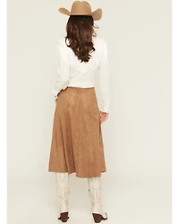 Shyanne Women's Embossed Southwestern Print Faux Suede Mini Skirt