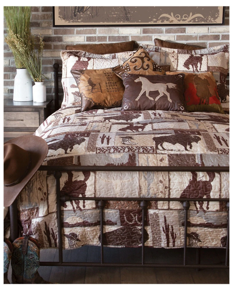 Carstens Home Wrangler Vintage Cowboy Queen Quilt Set - 3-Piece