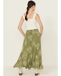 Wild Moss Women's Embroidered Midi Skirt