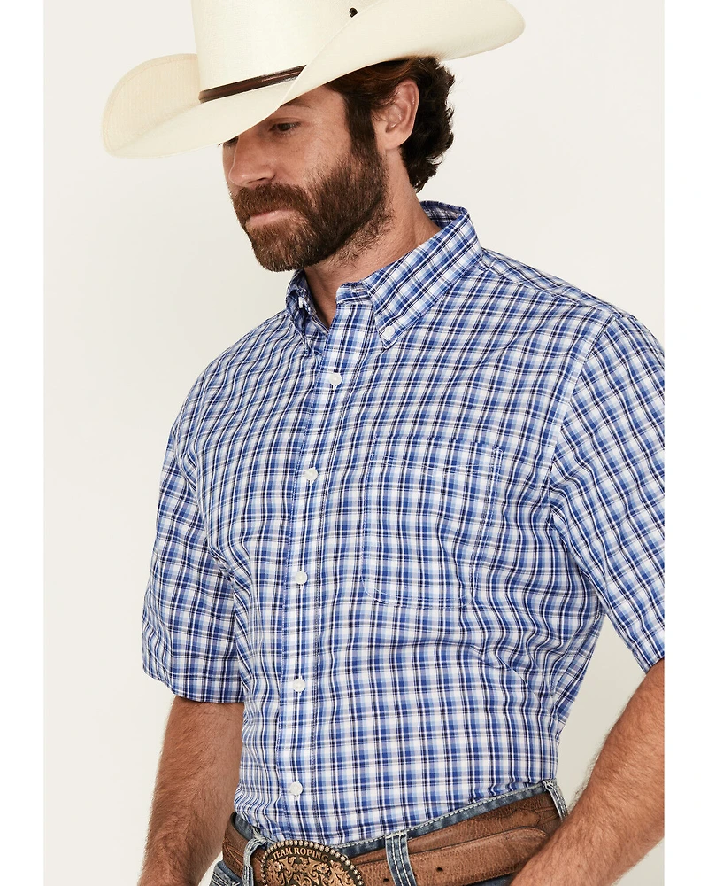 Wrangler Riata Men's Assorted Plaid Print Short Sleeve Button-Down Western Shirt