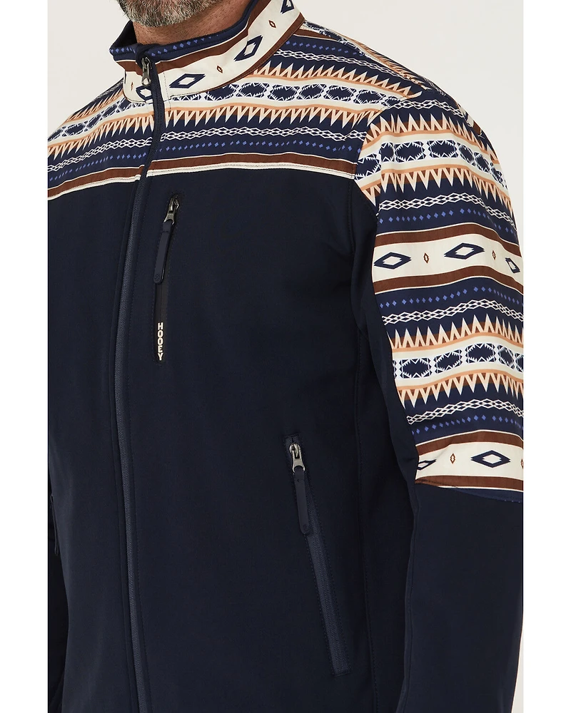 Hooey Men's Southwestern Print Color Block Softshell Jacket
