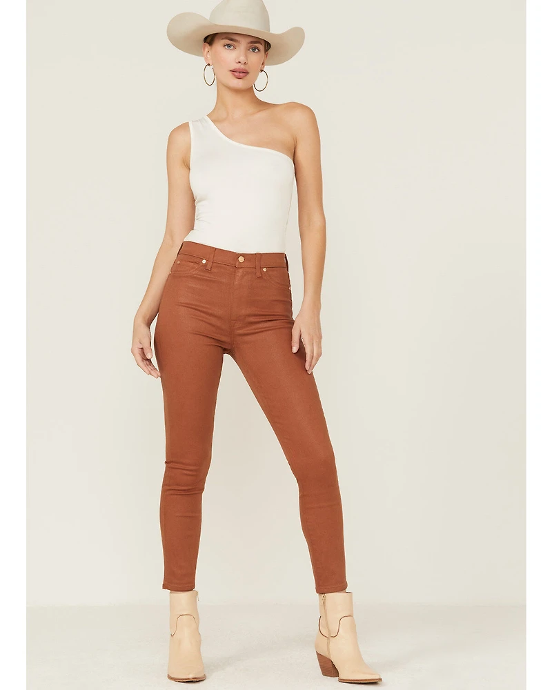 7 For All Mankind Women's Coated Faux Leather Ankle Skinny Jeans