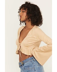 Shyanne Women's Bolero Faux Suede Long Sleeve Shirt