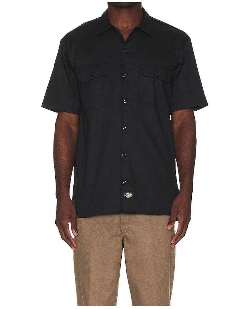 Dickies Men's Solid Twill Short Sleeve Button-Down Work Shirt - Big