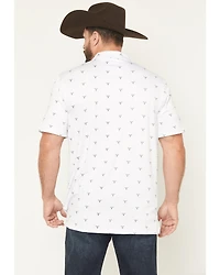 Cowboy Hardware Men's Steerhead Print Short Sleeve Snap Polo
