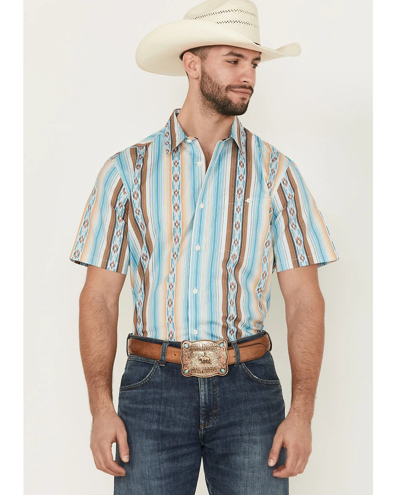 RANK 45® Men's Levi Striped Short Sleeve Button-Down Stretch Western Shirt