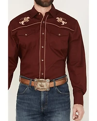 Rodeo Clothing Men's Embroidered Long Sleeve Snap Western Shirt