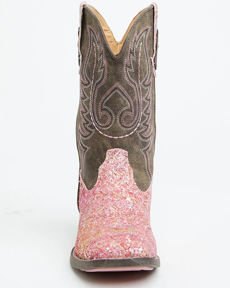 Roper Little Girls' Glitter Southwest Western Boots - Square Toe