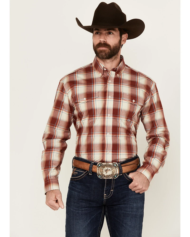 Roper Men's Amarillo Plaid Print Long Sleeve Button-Down Western Shirt