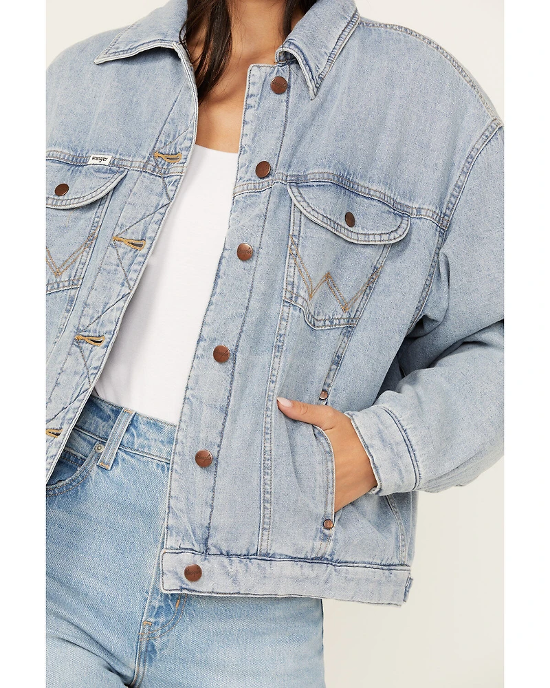 Wrangler Women's Medium Wash Denim Padded Trucker Jacket