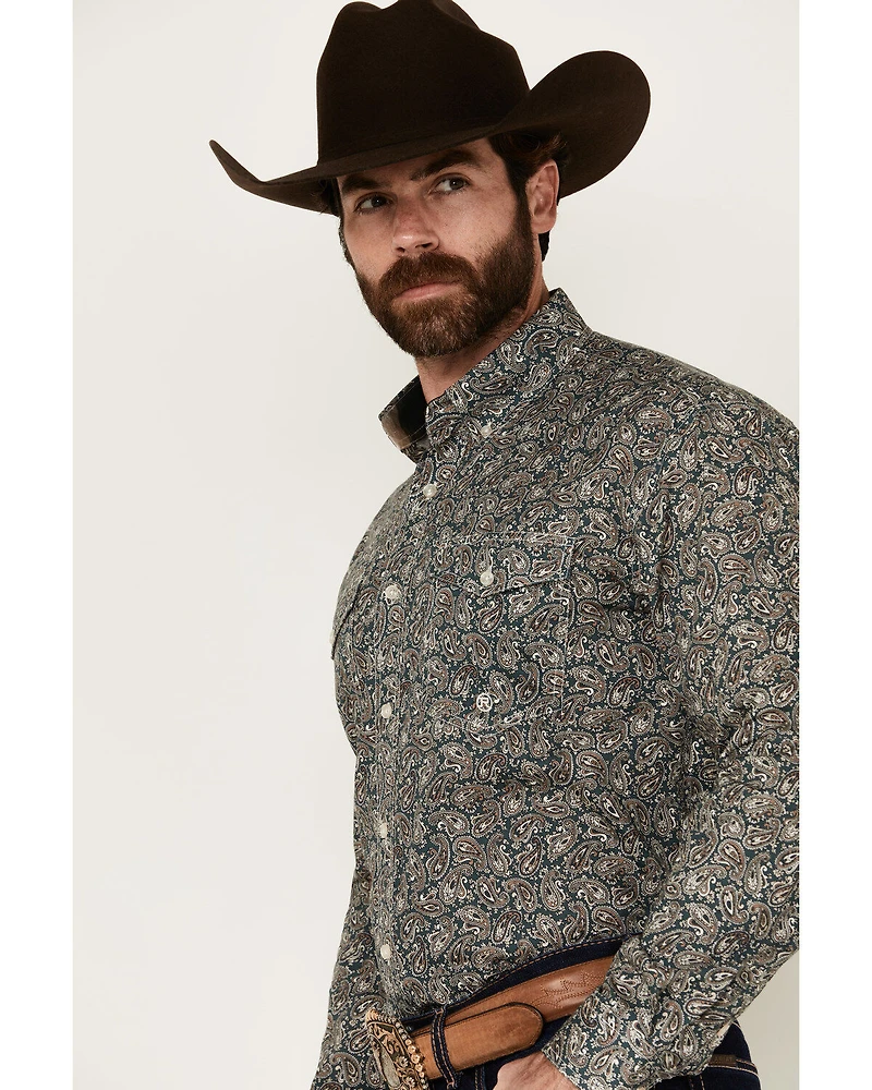Roper Men's Amarillo Paisley Print Long Sleeve Button-Down Western Shirt