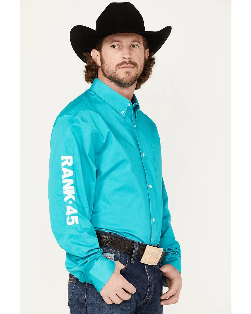 RANK 45® Men's Solid Long Sleeve Button-Down Snap Shirt