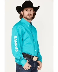 RANK 45® Men's Solid Long Sleeve Button-Down Snap Shirt