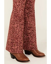 Rock & Roll Denim Girls' Floral Horseshoe Print Flare Stretch Jeans