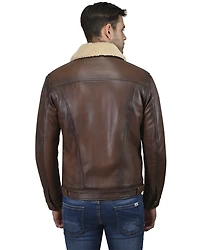 Wrangler Men's Vintage Sherpa Lined Leather Jacket