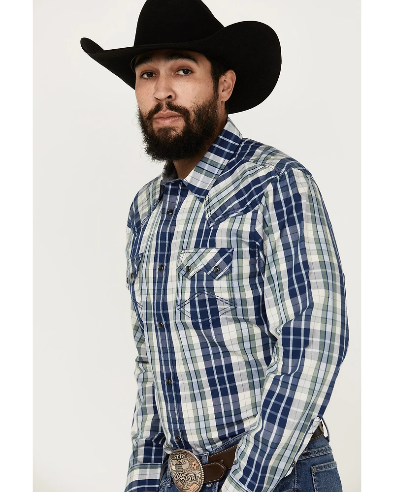 Cody James Men's Cole Plaid Print Long Sleeve Pearl Snap Western Shirt