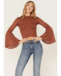 Shyanne Women's Crochet Lace Bell Sleeve Sweater