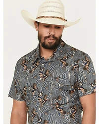 Rock & Roll Denim Men's Dale Brisby Horse Print Short Sleeve Snap Stretch Western Shirt