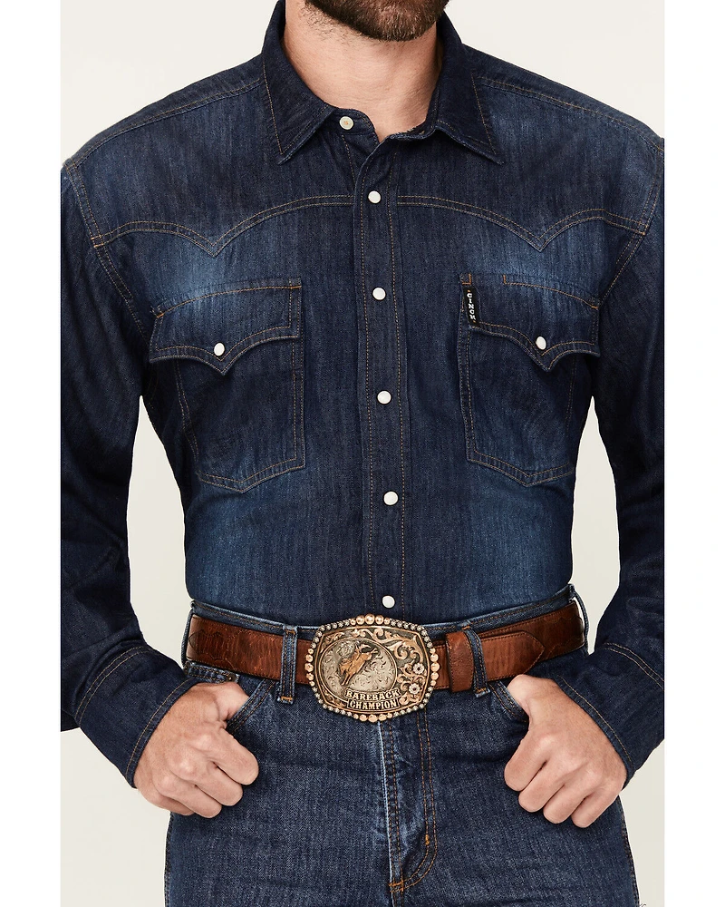 Cinch Men's Denim Long Sleeve Western Snap Shirt