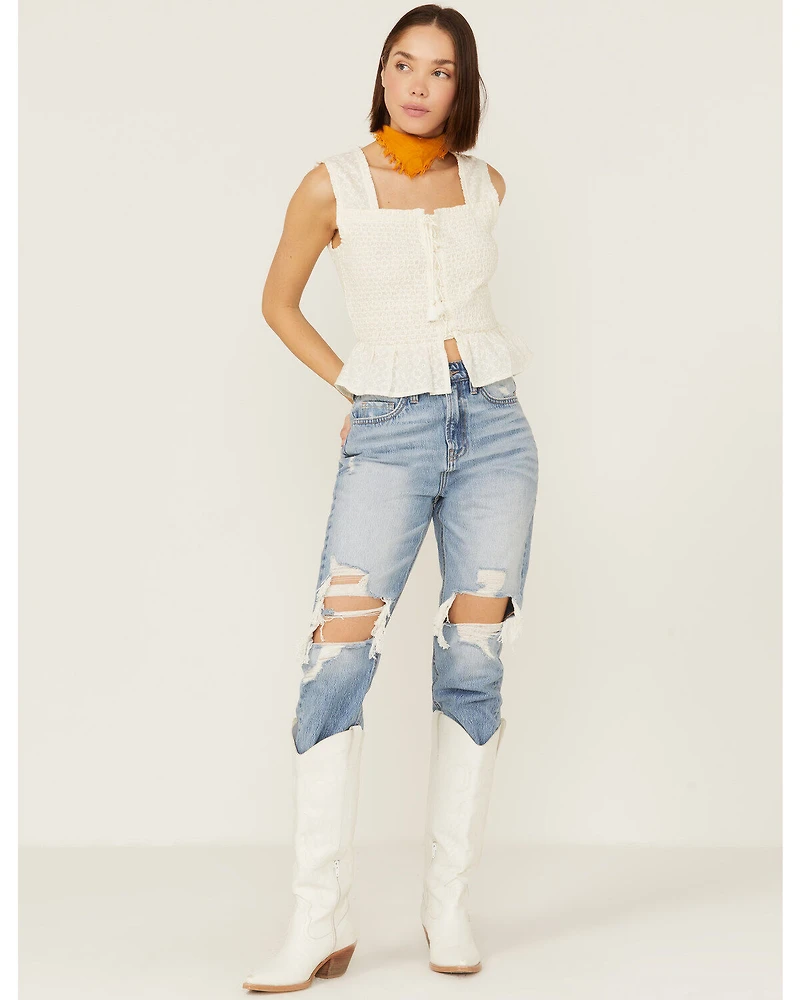 Shyanne Women's Eyelet Smocked Corset Tank