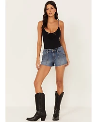 Shyanne Women's Dark Wash Mid Rise Rigid Denim Shorts